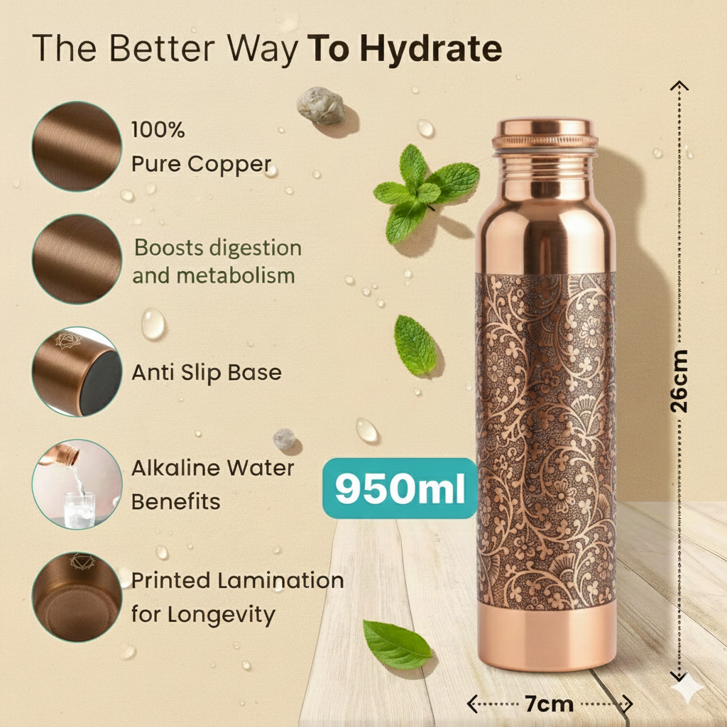 EACHING DESIGN COPPER BOTTLE -950ML